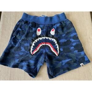 BAPE A BATHING APE Color Camo Shark Sweat Shorts Navy L